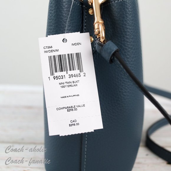 Coach C7266 Mini Town Bucket Bag Leather Crossbody in Denim - Picture 6 of 11